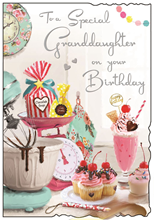 Jonny Javelin Granddaughter Birthday Card - Cupcakes & Milkshake 9x6.25"
