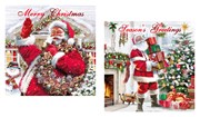 Pack of 12 Square Foiled Christmas Cards - Jolly Santa Father Christmas