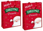 Set of 2 Jumbo Woven Christmas Bags Santa Sacks Bag for Life 28x19" Cute Santa