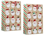 Set of 2 Super Jumbo Christmas Bags Santa Sacks 27.5x17.5" Santa Faces
