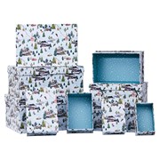 Set Of 10 Oblong Christmas Nested Gift Boxes - Aspen Ski Village