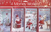 Pack of 4 Christmas Money Wallet Gift Cards & Envelopes - Santa Designs Glitter