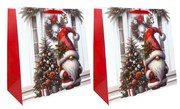 Set of 2 Midi Jumbo Christmas Gift Bags and Tag - Bearded Gnome Gonk Xmas Tree