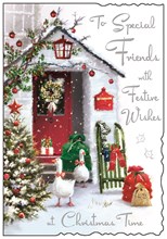 Jonny Javelin Special Friends Christmas Card - Ducks Outside House Foil 9x6.25"