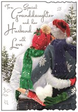 Jonny Javelin Granddaughter & Husband Christmas Card - Couple in Hats 9x6.25"