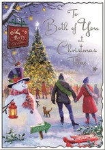 Jonny Javelin Both Of You Christmas Card - Xmas Couple Skating & Foil 9x6.25"