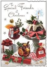 Jonny Javelin Friends Christmas Card - Mulled Wine Xmas Pudding Foil 9x6.25"
