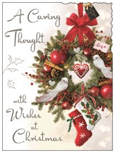Jonny Javelin Thinking of You Christmas Card - A Caring Thought Wreath 7.25x5.5"