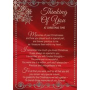 In Loving Memory Christmas Graveside Memorial Card - Red & Snowflakes 6.5x4.75"