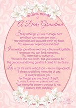 Loving Memory Graveside Memorial Card - Dear Grandma Pink White Lily 6.25x4.25"