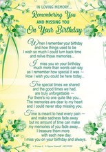 Loving Memory Graveside Memorial Card 5.75x4" - Missing You On Your Birthday