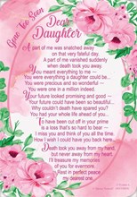 Loving Memory Open Graveside Memorial Card - Daughter 6" x 4"