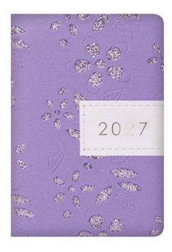 2027 Small Pocket Week To View Diary Leather Effect Glitter Floral - Lilac