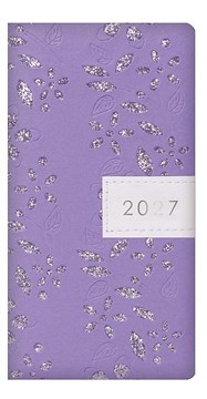 2027 Slim Week To View Fashion Diary - Leather Effect Glitter Floral - Lilac