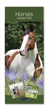 2026 Slim Month To View Spiral Bound Horse Photo Wall Calendar - Horses