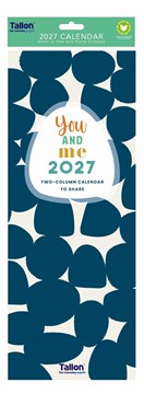 2027 Slim Month To View Spiral Bound 2 Column Wall Calendar - Blue & Green