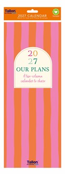 2027 Slim Month To View Spiral Bound 2 Column Wall Calendar - Pink Our Plans