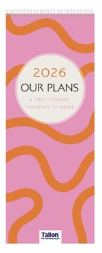 2026 Slim Month To View Spiral Bound 2 Column Wall Calendar - Pink Our Plans