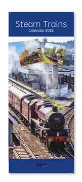 2026 Slim Month To View Spiral Bound Transport Photo Wall Calendar - Trains