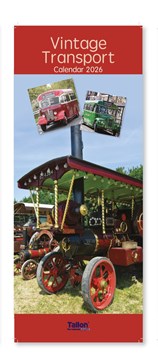 2026 Slim Month To View Spiral Bound Photo Wall Calendar - Vintage Transport