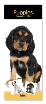 2026 Slim Month To View Spiral Bound Dog Photo Wall Calendar Puppies