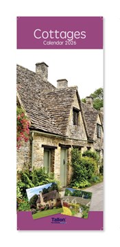 2026 Slim Month To View Spiral Bound Photo Scenic Wall Calendar - Cottages