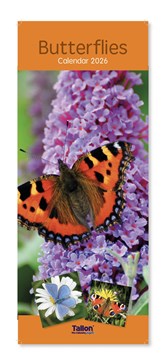 2026 Slim Month To View Spiral Bound Photo Wall Calendar - Flowers & Butterflies
