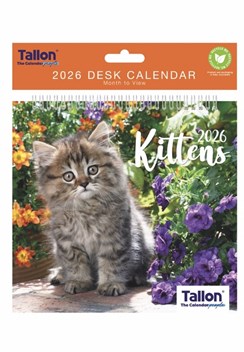 2026 Spiral Bound Wiro Flip Desk Top Cat Photo Calendar - Cute Kittens