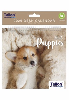 2026 Spiral Bound Wiro Flip Desk Top Dog Photo Calendar - Cute Puppies