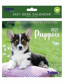2027 Spiral Bound Wiro Flip Desk Top Dog Photo Calendar - Cute Puppies