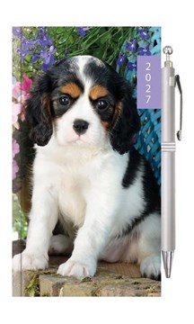 2027 Slim Week To View Hardback Dog Diary with Pen - Puppy
