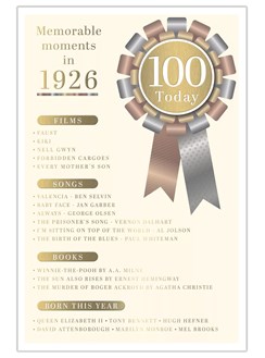 2026 100th Birthday Card 1926 Was A Special Year Age 100 White with Gold Foil