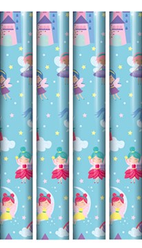 10m Gift Wrapping Paper 4x2.5m Rolls - Fairy Princess and Castles 10m Gift Wrapping Paper 4x2.5m Rolls - Fairy Princess and Castles