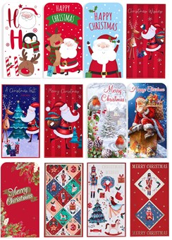 Pack Of 12 Christmas Money Wallet Gift Cards & Envelopes Cute Modern Traditional