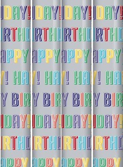 12m Happy Birthday Gift Wrapping Paper - 4 x 3m Roll's - Unisex Male Female