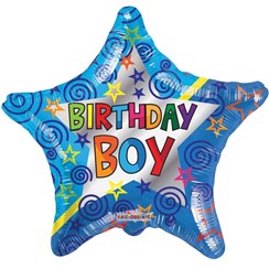 Star 18" Happy Birthday Foil Helium Balloon (Not Inflated) - Birthday Boy Stars