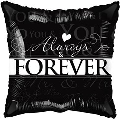 Square 18" Wedding Foil Helium Balloon (Not Inflated) - Black Always & Forever