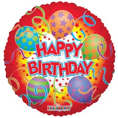 Round 18" Happy Birthday Foil Helium Balloon (Not Inflated) - Bright Red Balloon Round 18" Happy Birthday Foil Helium Balloon (Not Inflated) - Bright Red Balloon