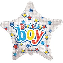 Star 18" Happy Birthday Foil Helium Balloon (Not Inflated) - Birthday Boy Stars