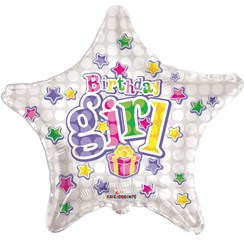 Star 18" Happy Birthday Foil Helium Balloon (Not Inflated) - Birthday Girl Stars
