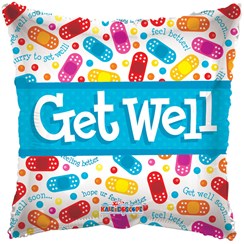 Square 18" Get Well Soon Foil Helium Balloon (Not Inflated) - Bright Plasters Square 18" Get Well Soon Foil Helium Balloon (Not Inflated) - Bright Plasters