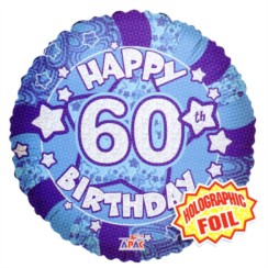 Round 18" 60th Birthday Foil Helium Balloon (Not Inflated) - Age 60 Male Stars