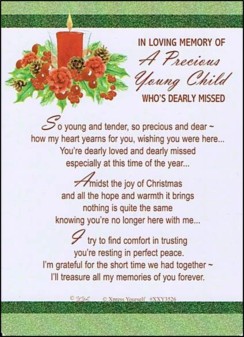 Loving Memory Christmas Graveside Memorial Card - Precious Young Child 6" x 4"