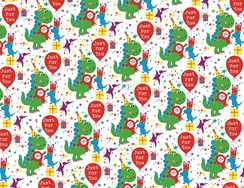 Children's Birthday Party Dinosaur Wrapping Paper - 1 Sheet & Matching Gift Tag