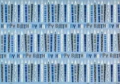Male Blue Happy Birthday Wrapping Paper - 1 Sheet & Matching Tag