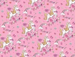 Unicorn Rainbow and Hearts Gift Wrapping Paper 1 Sheet & Matching Gift Tag
