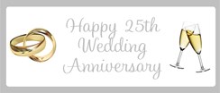 Silver 25th Anniversary Personalised Landscape Party Banner - Add Your Message