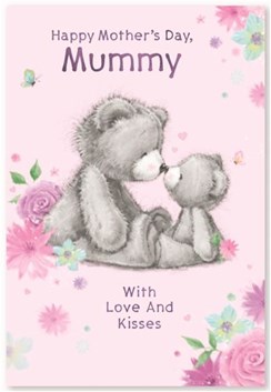 Mummy Mother's Day Card - Cute Grey Bears Flowers and Lilac Foil 7.75x5.25" Mummy Mother's Day Card - Cute Grey Bears Flowers and Lilac Foil 7.75x5.25"