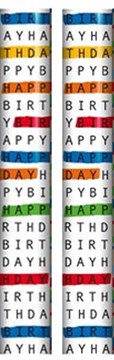 6m Gift Wrapping Paper Roll - 2 x 3m - Happy Birthday Crossword