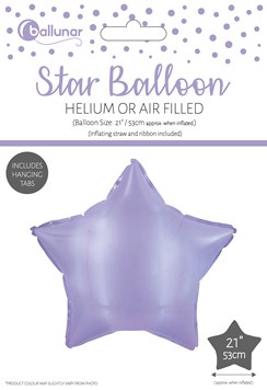 21" Star Foil Balloon Helium or Air Fill with inflating straw Ribbon - Lilac